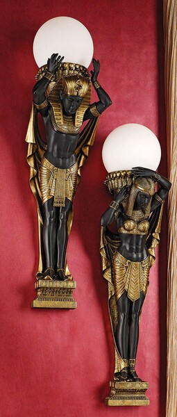 Egyptian King & Queen Illuminated Wall Sculptures